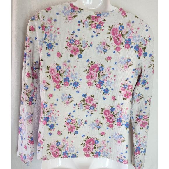 Intimate Essentials Super Soft Floral Print Long Sleeve V neck Loungewear W Med - Picture 2 of 11